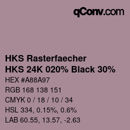カラーコード: HKS Rasterfaecher - HKS 24K 020% Black 30% | qconv.com