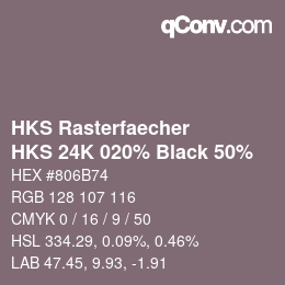 カラーコード: HKS Rasterfaecher - HKS 24K 020% Black 50% | qconv.com