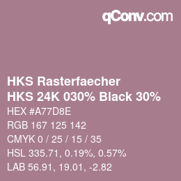 カラーコード: HKS Rasterfaecher - HKS 24K 030% Black 30% | qconv.com