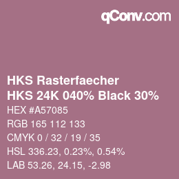 カラーコード: HKS Rasterfaecher - HKS 24K 040% Black 30% | qconv.com