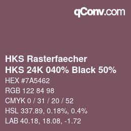 Color code: HKS Rasterfaecher - HKS 24K 040% Black 50% | qconv.com
