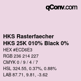 カラーコード: HKS Rasterfaecher - HKS 25K 010% Black 0% | qconv.com