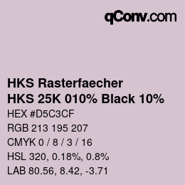カラーコード: HKS Rasterfaecher - HKS 25K 010% Black 10% | qconv.com