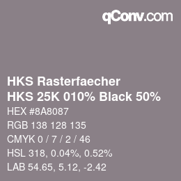 Código de color: HKS Rasterfaecher - HKS 25K 010% Black 50% | qconv.com