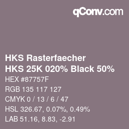 Color code: HKS Rasterfaecher - HKS 25K 020% Black 50% | qconv.com