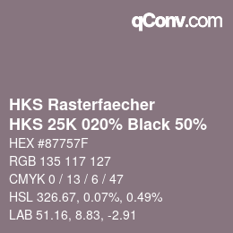 Code couleur: HKS Rasterfaecher - HKS 25K 020% Black 50% | qconv.com