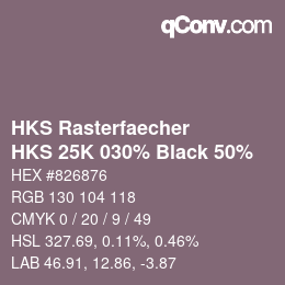 Color code: HKS Rasterfaecher - HKS 25K 030% Black 50% | qconv.com