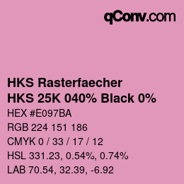 Color code: HKS Rasterfaecher - HKS 25K 040% Black 0% | qconv.com