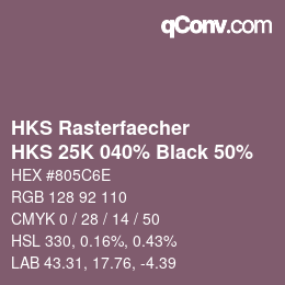 Código de color: HKS Rasterfaecher - HKS 25K 040% Black 50% | qconv.com