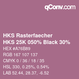 カラーコード: HKS Rasterfaecher - HKS 25K 050% Black 30% | qconv.com