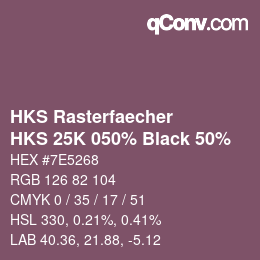 Color code: HKS Rasterfaecher - HKS 25K 050% Black 50% | qconv.com