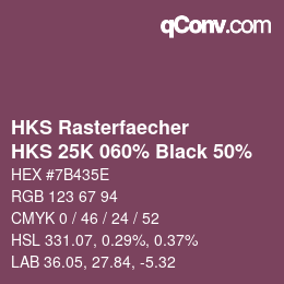 カラーコード: HKS Rasterfaecher - HKS 25K 060% Black 50% | qconv.com