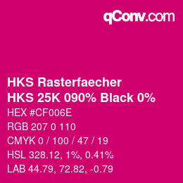 カラーコード: HKS Rasterfaecher - HKS 25K 090% Black 0% | qconv.com
