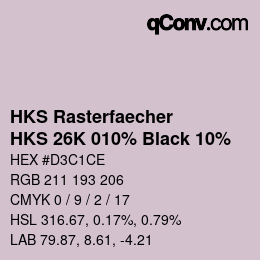 Color code: HKS Rasterfaecher - HKS 26K 010% Black 10% | qconv.com