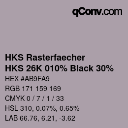 Color code: HKS Rasterfaecher - HKS 26K 010% Black 30% | qconv.com