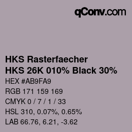 Code couleur: HKS Rasterfaecher - HKS 26K 010% Black 30% | qconv.com