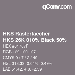 Código de color: HKS Rasterfaecher - HKS 26K 010% Black 50% | qconv.com