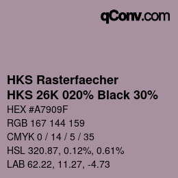 カラーコード: HKS Rasterfaecher - HKS 26K 020% Black 30% | qconv.com