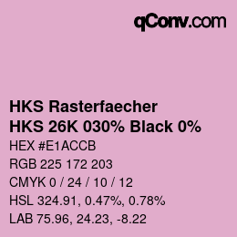 Code couleur: HKS Rasterfaecher - HKS 26K 030% Black 0% | qconv.com