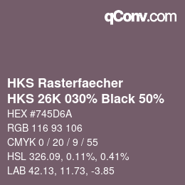 Color code: HKS Rasterfaecher - HKS 26K 030% Black 50% | qconv.com