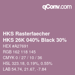 Código de color: HKS Rasterfaecher - HKS 26K 040% Black 30% | qconv.com