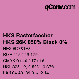 カラーコード: HKS Rasterfaecher - HKS 26K 050% Black 0% | qconv.com