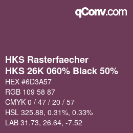 カラーコード: HKS Rasterfaecher - HKS 26K 060% Black 50% | qconv.com