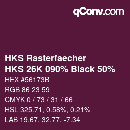 Code couleur: HKS Rasterfaecher - HKS 26K 090% Black 50% | qconv.com