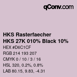 カラーコード: HKS Rasterfaecher - HKS 27K 010% Black 10% | qconv.com