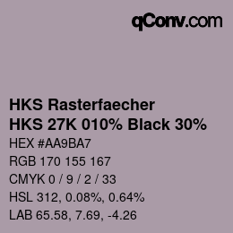 Color code: HKS Rasterfaecher - HKS 27K 010% Black 30% | qconv.com