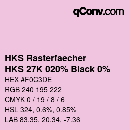 カラーコード: HKS Rasterfaecher - HKS 27K 020% Black 0% | qconv.com
