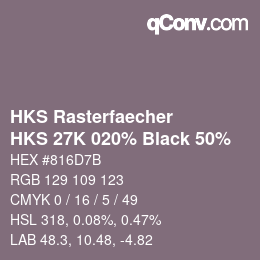 Color code: HKS Rasterfaecher - HKS 27K 020% Black 50% | qconv.com