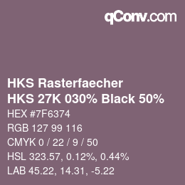カラーコード: HKS Rasterfaecher - HKS 27K 030% Black 50% | qconv.com