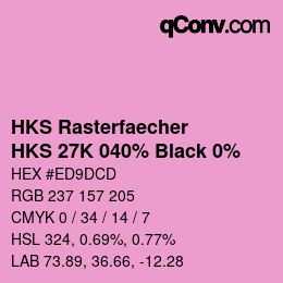 カラーコード: HKS Rasterfaecher - HKS 27K 040% Black 0% | qconv.com