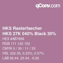 Código de color: HKS Rasterfaecher - HKS 27K 040% Black 30% | qconv.com