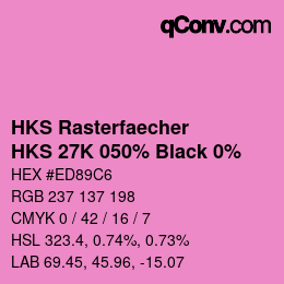 カラーコード: HKS Rasterfaecher - HKS 27K 050% Black 0% | qconv.com