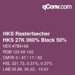 カラーコード: HKS Rasterfaecher - HKS 27K 060% Black 50% | qconv.com