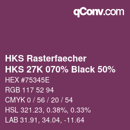 カラーコード: HKS Rasterfaecher - HKS 27K 070% Black 50% | qconv.com