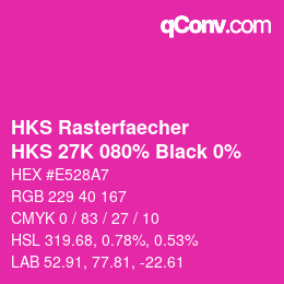 カラーコード: HKS Rasterfaecher - HKS 27K 080% Black 0% | qconv.com