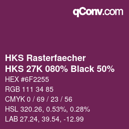 Code couleur: HKS Rasterfaecher - HKS 27K 080% Black 50% | qconv.com