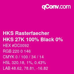 Código de color: HKS Rasterfaecher - HKS 27K 100% Black 0% | qconv.com