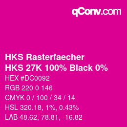 Code couleur: HKS Rasterfaecher - HKS 27K 100% Black 0% | qconv.com