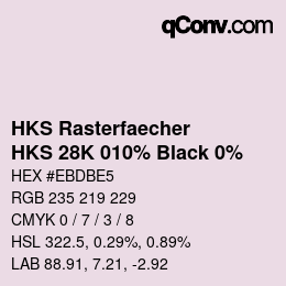 カラーコード: HKS Rasterfaecher - HKS 28K 010% Black 0% | qconv.com