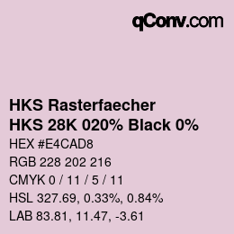 カラーコード: HKS Rasterfaecher - HKS 28K 020% Black 0% | qconv.com