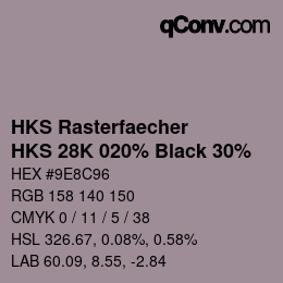 カラーコード: HKS Rasterfaecher - HKS 28K 020% Black 30% | qconv.com