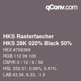 Código de color: HKS Rasterfaecher - HKS 28K 020% Black 50% | qconv.com