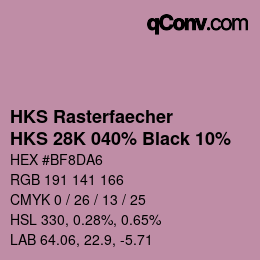 カラーコード: HKS Rasterfaecher - HKS 28K 040% Black 10% | qconv.com