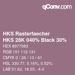 Code couleur: HKS Rasterfaecher - HKS 28K 040% Black 30% | qconv.com