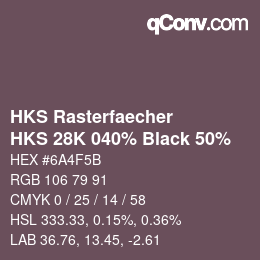 Code couleur: HKS Rasterfaecher - HKS 28K 040% Black 50% | qconv.com