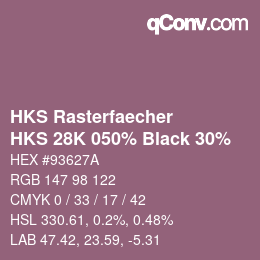 カラーコード: HKS Rasterfaecher - HKS 28K 050% Black 30% | qconv.com